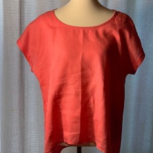 Eileen Fisher coral Pink Linen Top